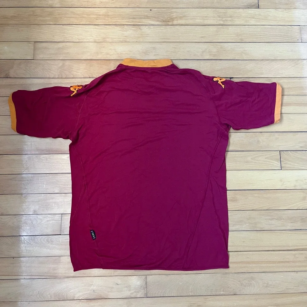 Kappa AS Roma Home Jersey Maroon Orange Wind Sponsor Soccer Shirt Mens XL - Picture 2 of 4